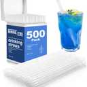 500 PCS Clear Plastic Straws Disposable | 10.23" Long x 0.24" Wide | Unwrapped Drinking Straws Plastic for Restaurants, Parties, Home | Made in USA