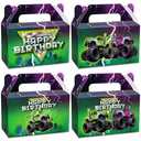 CHUNNIN 12Pcs Green Purple Monster Truck Treat Boxes Monster Truck Birthday Party Decorations Racing Truck Theme Party Favor Gift Boxes Monster Truck Goodie Boxes Birthday Party Supplies 6 x 3 x 3.6