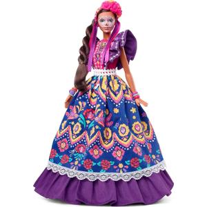 Barbie Signature Doll, 2022 Dia De Muertos Collectible, Traditional Ruffled Dress with Flower Crown & Calavera Face Paint