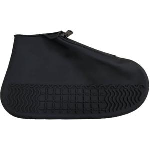 Silicone Anti-Skid Shoe Covers Zipper Waterproof Rain Boots Protective Overshoes for Outdoor Activitiesc Black, Size: M