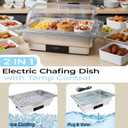12 Qt, Electric Chafing Dish,Party Commercial Buffet Set Food Warmers for Parties Buffet Warmer Roll Top Chafers Electric Chafing Dishes, Full Size & Half-Size &Three-Section,600w