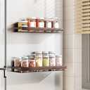 Walnut Magnetic Spice organizer for Refrigerator Wall Mount Spice Rack Magnetic Fridge Shelf Spice Jar Seasoning Organizer (Walnut 2 Pack)