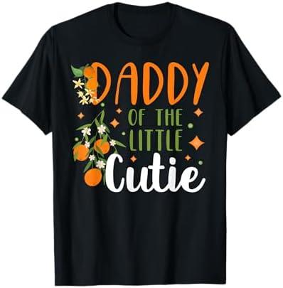 Daddy Little Cutie Baby Shower Orange 1st Birthday Party T-Shirt (XL, Black)