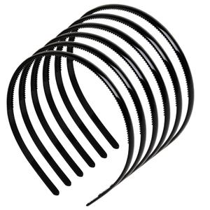 6 Packs Black Headbands for Women Plain Plastic Headband with Teeth Comb Halloween Skinny DIY 8mm Thin Smooth Head Bands Womens Hairbands Hair Accessories