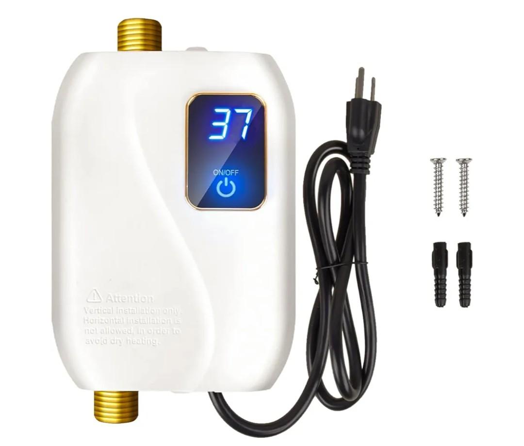 Tankless Water Heater Electric 110V, 3000W Instant Water Heater Under Sink, On Demand Hot Water Heater Electric with Digital Display, Electric Mini Water Heater for Kitchen Bathroom Washin