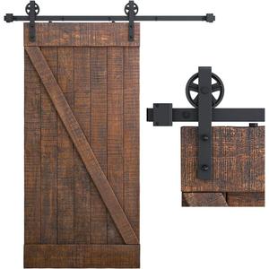 SMARTSTANDARD 6 Feet Heavy Duty Sliding Barn Door Hardware Kit, 4FT - 18FT, Black, Smoothly and Quietly, Simple and Easy to Install, Fit 36" Wide Panel (Industrial Bigwheel Hangers)