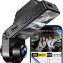 360 Camera for Car, 4K Dash Cam Front and Inside 2-Channel Dashcam 160+185 Ultra Wide Angle, 4K/2.5K WDR, IR Night Vision, WiFi & APP Control, GPS, G-Sensor, 64GB Card, Black GT820