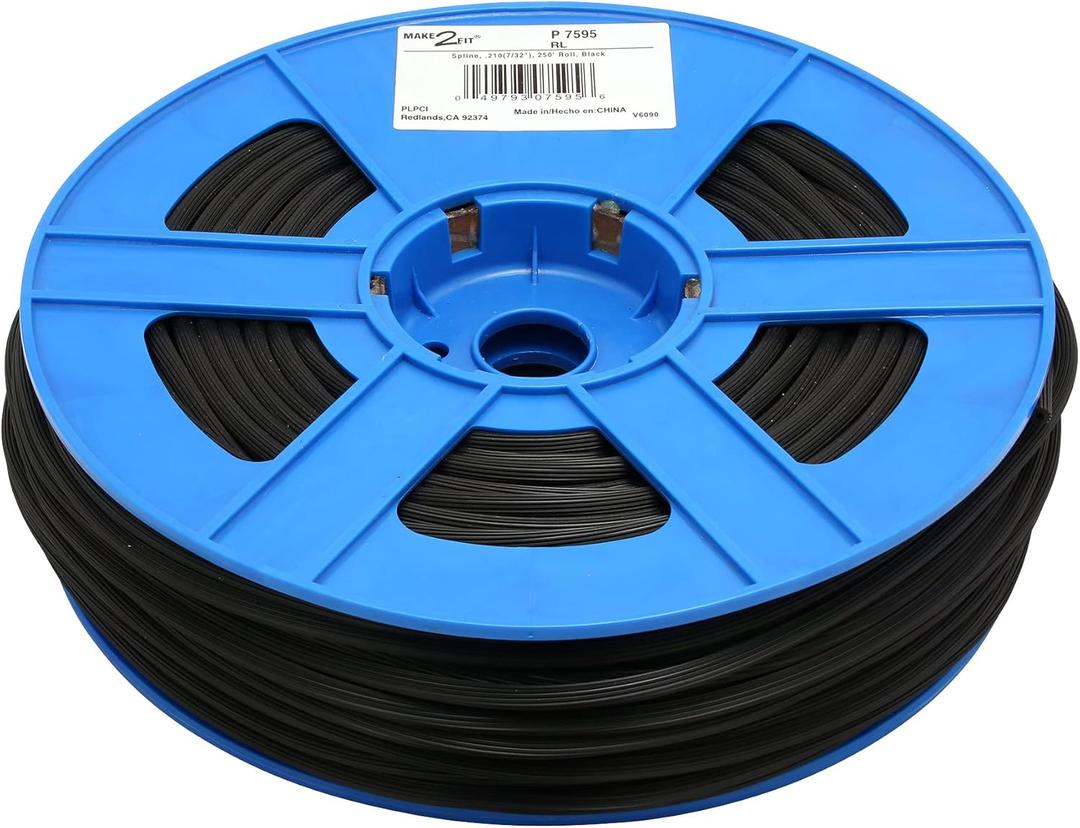 Prime-Line P 7595 0.21 In. x 250 ft. Roll Black Spline (1 Roll)