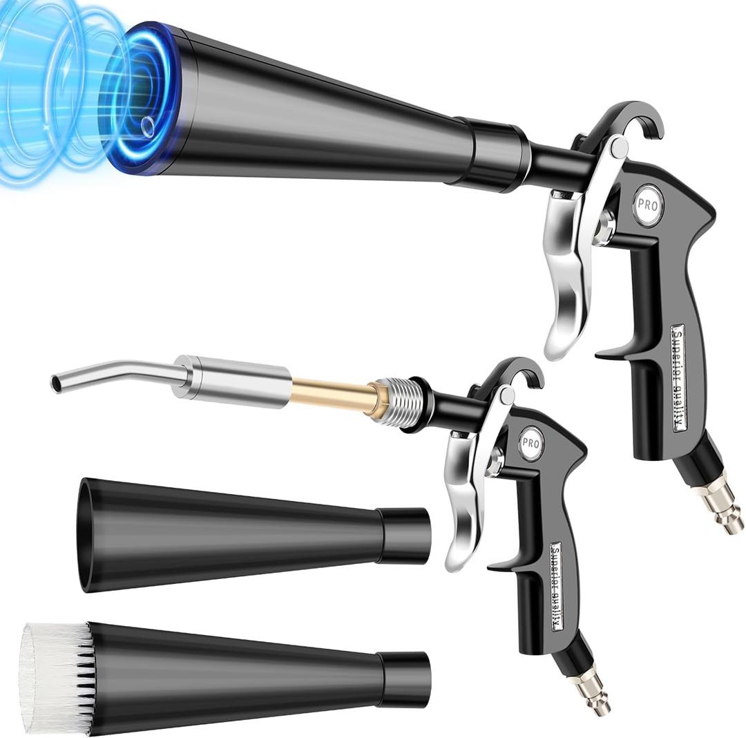 Dry Cleaning Gun,High-Pressure Air Blow Gun,Car Cleaning Gun,Air Nozzle Blow Gun, Car Air Blow Gun with 2 Nozzles,Works with Air Compressor and Quickly removes Surface Dirt and dust
