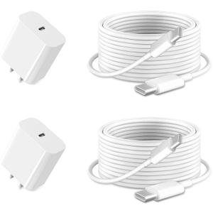 iPad Charger Fast Charging for Apple iPad 10th Generation 10.9", iPad A16 11-inch 2025, 2024 iPad Pro 13/11 M4, iPad 12.9 6th/5th, iPad Air 13/11 M2,20W USBC Block Long 10ft USB C Cable,2set White
