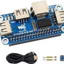 Ethernet/USB HUB HAT Expansion Board for Raspberry Pi 4 B/3 B+/3 B/2 B/Zero/Zero W /2 W/Zero WH/2WH, with 1 RJ45 10/100M Ethernet Port, 3 USB Ports Compatible with USB2.0/1.1