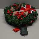 Hausse Set of 3 Christmas Wreaths, Lighted Artificial Christmas Wreath with Large Red Bow & Ornaments, Battery Operated with LED Lights, for Front Door Gate Wall Christmas Party Decorations