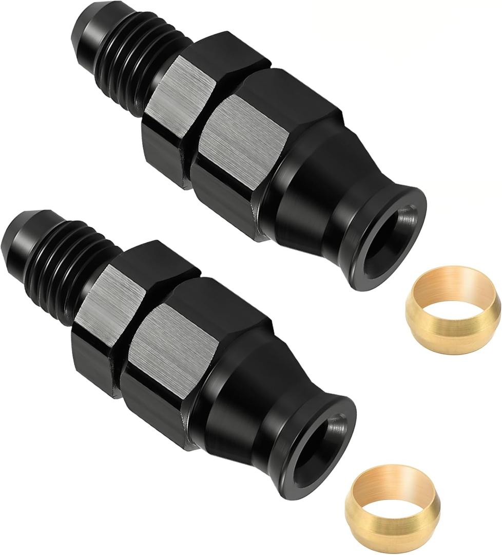 EVIL ENERGY 6AN Male to 3/8" Hardline Compression Fitting Adapter Aluminum Black 2PCS