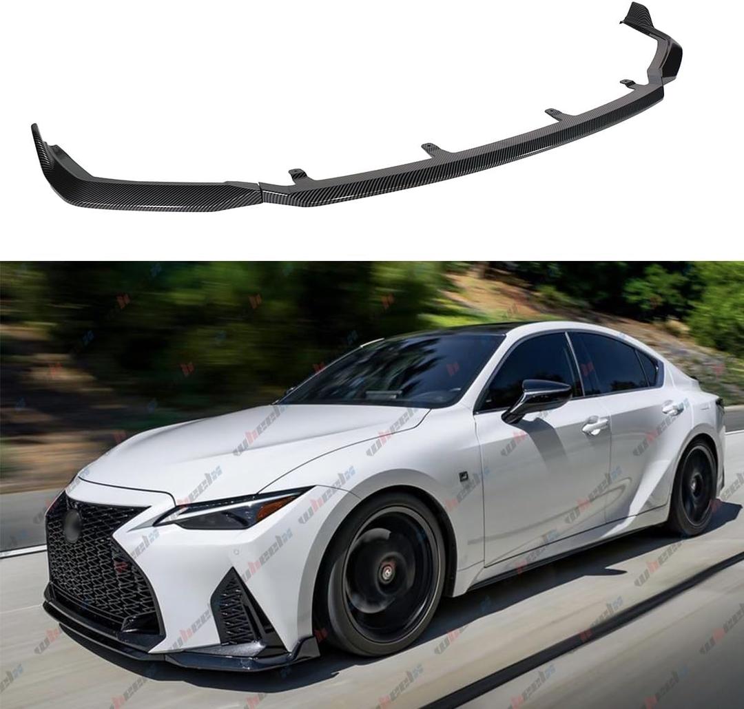 3Pcs Front Bumper Lip Compatible with 2021-2025 Lexus IS350 F-Sport, JDM Air Dam Lower Chin Splitter Protection Body Kit 2021 2022 2023 2024 2025 Man Gift (Carbon Fiber Pattern)