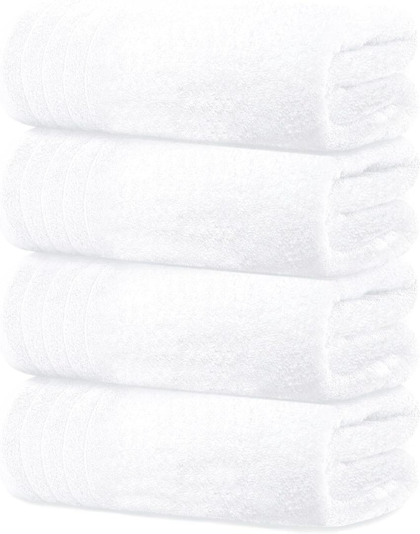 Towels 4 Piece Extra Large Bath Towels 30 x 60 Inches, White
