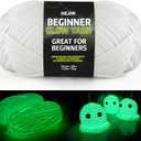 120g Glow in The Dark Yarn for Crocheting and Knitting; 120m(144yds) Yarn for Beginners with Easy-to-See Stitches; Worsted-Weight Medium #4; Yarn for Beginners Crochet Kit Making