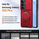 JAME for Samsung Galaxy S26+ Plus Case, Ring Holder Stand Kickstand, Slide Camera Cover with Screen Protector, Dual-Layer Shockproof Protective, Magnetic Accessory Friendly S26 Plus Phone Case, Red