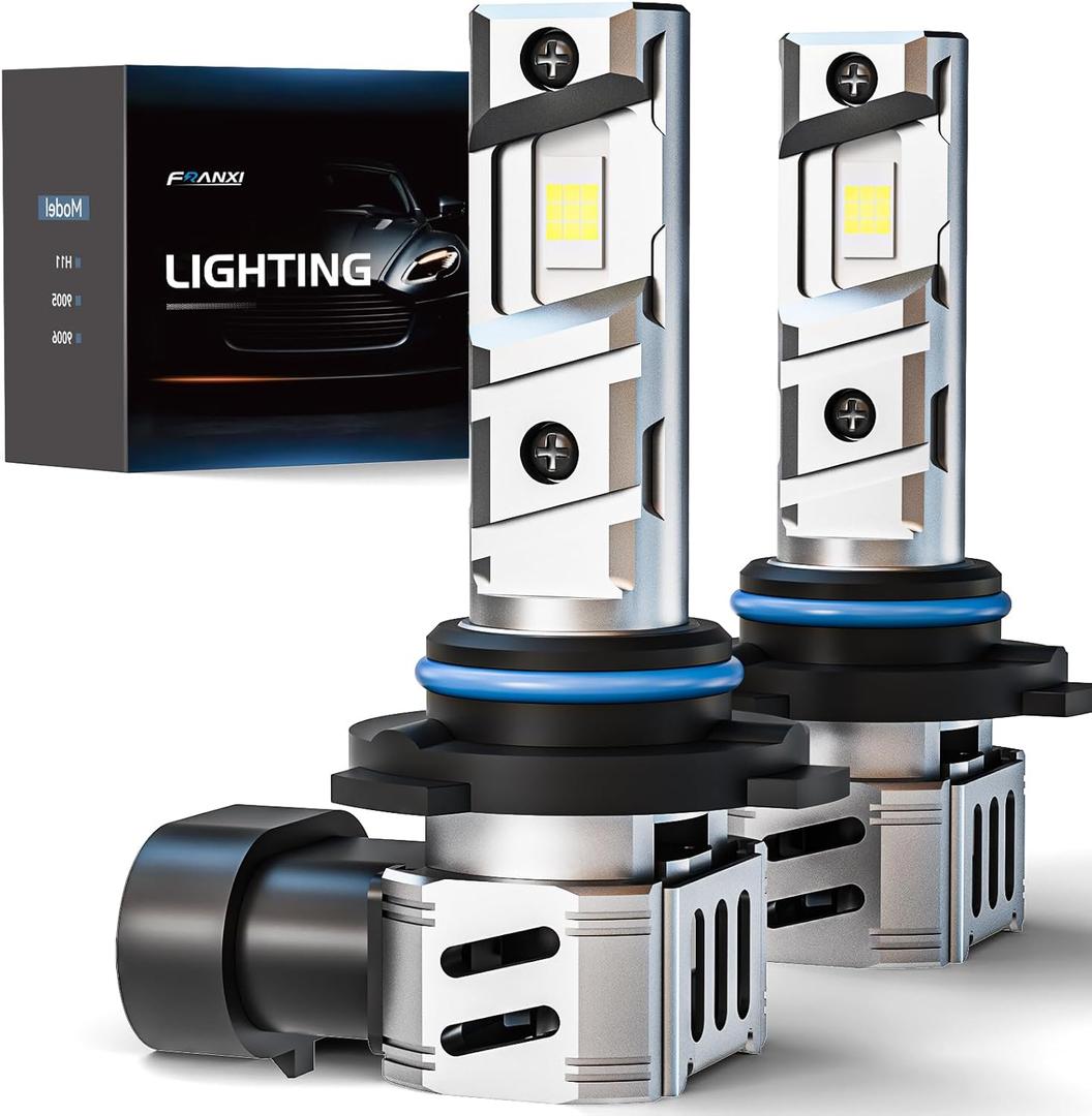 FRANXI 9005/HB3 Bulbs Fog Lights, 60W 16000LM Super Bright 6000K Cool White, 1:1 Design with Cooling Fan, Plug and Play, Pack of 2