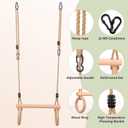 YAERSI Children's Trapeze Swing Bar with Wooden Gym Rings,Trapeze Bar for Swing Set