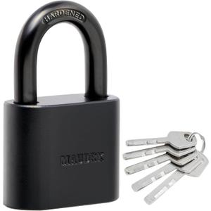 Maudex PBK40 Weather-Resistant Padlock - Reliable Protection with 5 Keys, Protective Coating, Durable Steel for Storage Units, Gates & Property (Black)