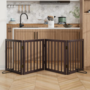 Wooden Dog Gate Freestanding Foldable 4 Panel Pet Gates Extra Wide Dog Gates for Indoor Doorways Stairs 24in Height Support Feet Included
