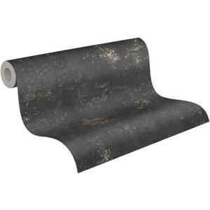 A.S. Cration Wallpaper Industrial Design - Black, Gold - Wallpaper with Gloss Effect 395.99in x 20.87in Made in Germany - 388325
