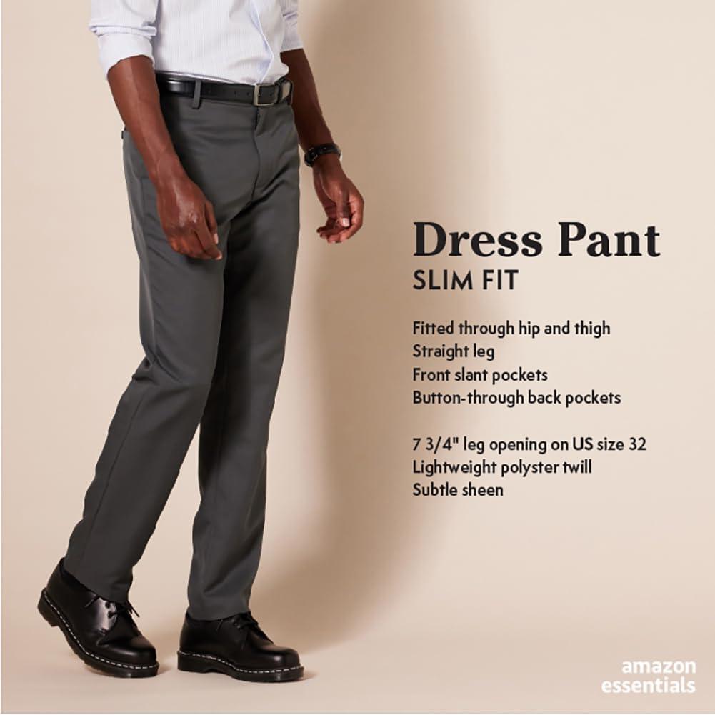 Amazon Essentials Men's Slim-Fit Flat-Front Dress Pant (40W x 34L) | Justbid