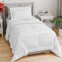 Twin Comforter Set - 2 Piece Bed Set for All Seasons - 1 Soft Quilted Comforter with Corner Tabs & 1 Pillow Sham - Comfy, Cozy & Breathable - Premium Down Duvet Insert - Oeko-TEX - Twin Size, White