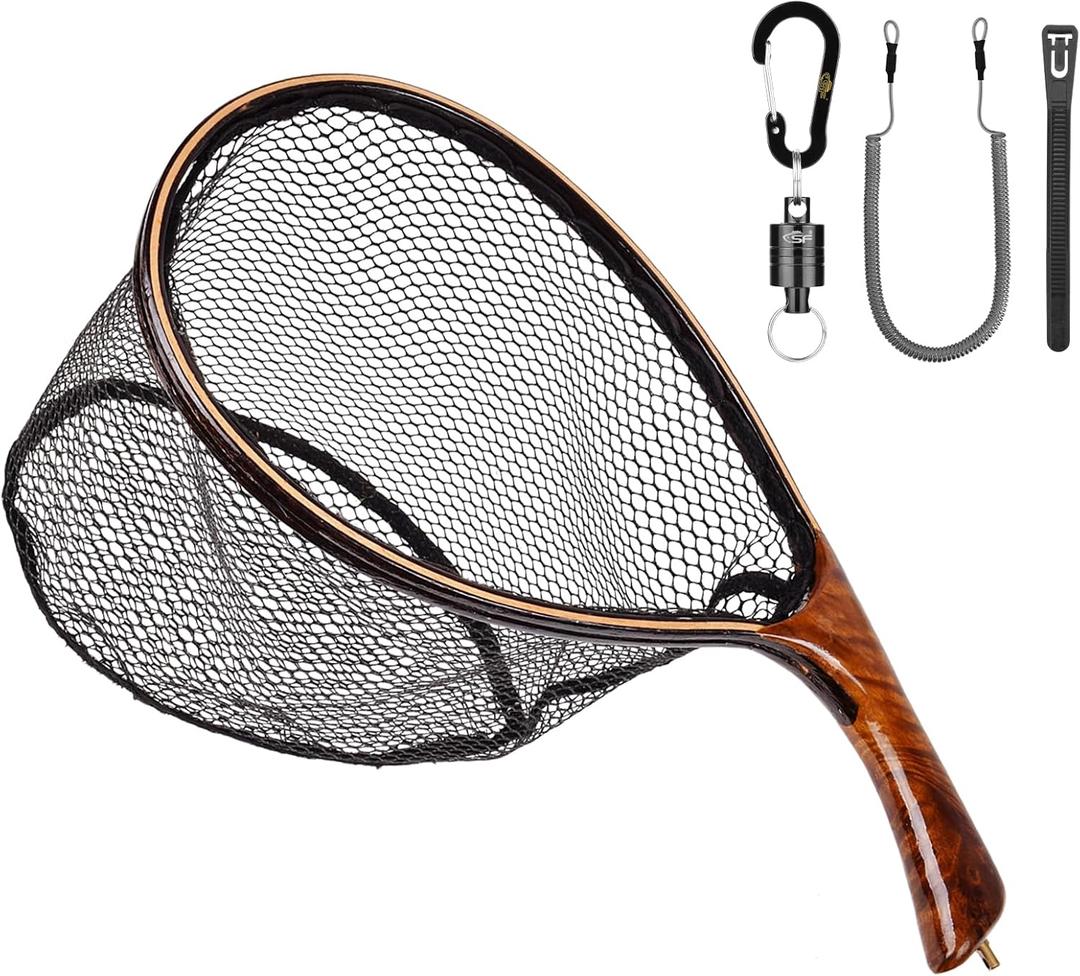 SF Fly Fishing Landing Net Soft Rubber Mesh Trout Net Catch and Release Net