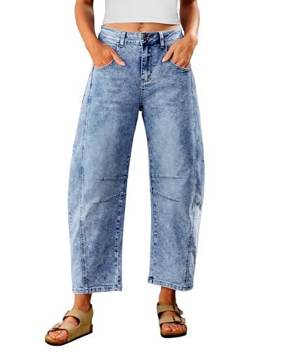 Utyful Tapered Leg Jeans for Women Womens Jeans Womens Jeans Women's Blue Jeans Cute Clothes Cropped Pants for Women Reef Blue Size Large US, L