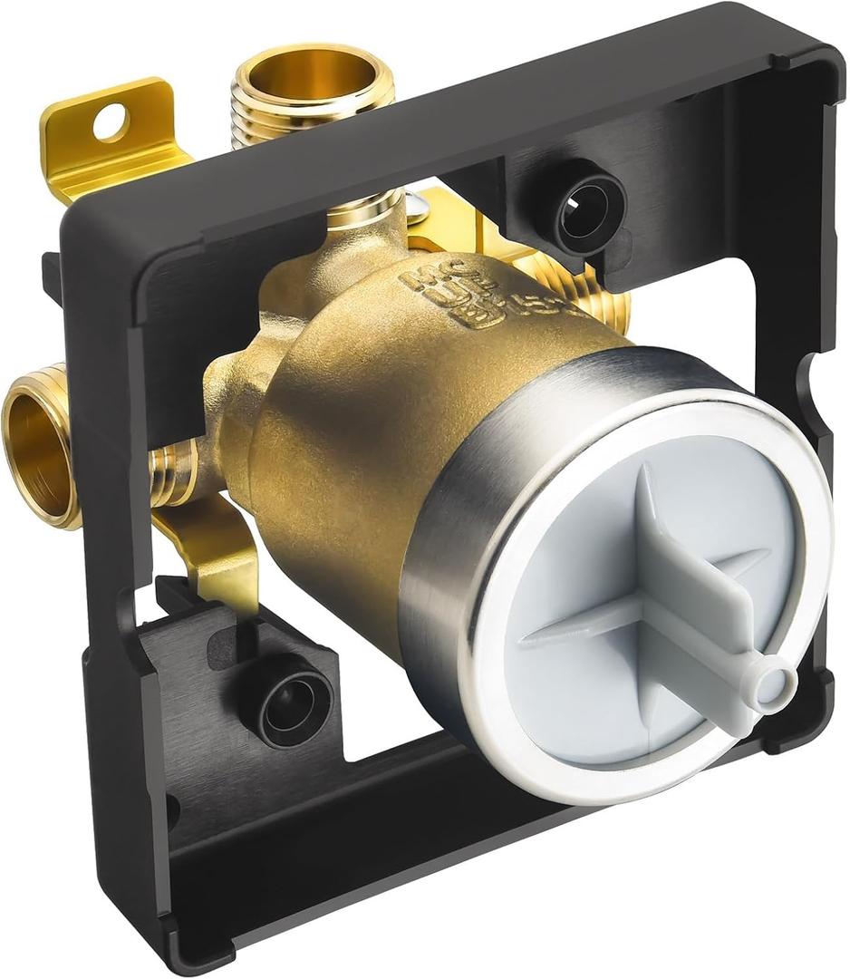 Shower Valve for Delta R10000-UNBXHF, 3 Port 1/2 Inch Connection 1-Pack, R10000 Valve Kit Compatible with Delta MultiChoice 13 14 17 17T Shower Trim, High Flow Brass Construction Without Stops