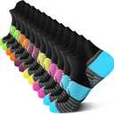 PAPLUS Compression Running Socks Women (6 Pairs), Ankle Athletic Socks Low Cut with Arch Support (Small-Medium, Mix of Colors(6 Pairs))