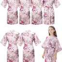 6Pcs Girls Silky Robes Birthday Girl Spa Party Wedding Bridal Party Flower Girl Robe Kimono (10, Pink)