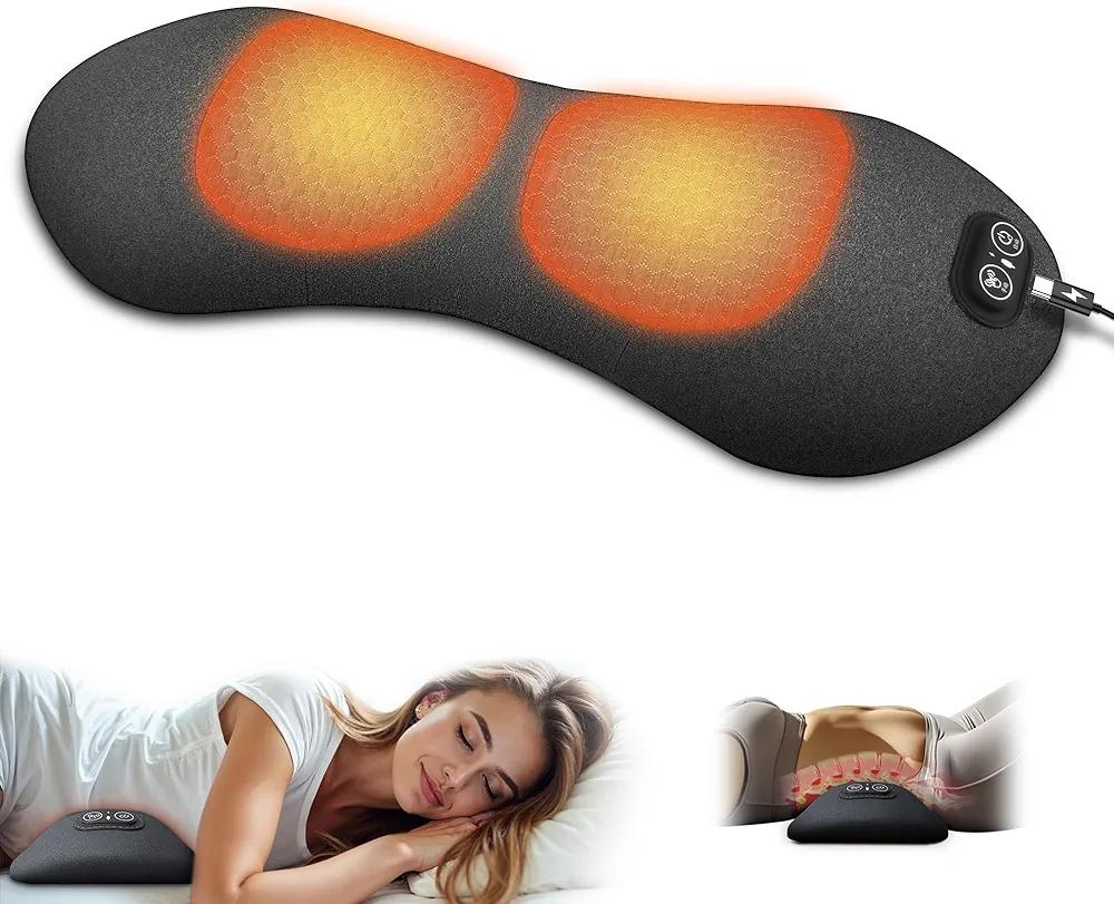 3 in 1 Electric Lumbar Support Pillow with Adjustable Height for Bed and Chair,Back Massager with Heat,Memory Foam Back Support Pillow for Lower Back Pain Relief,Waist Wedge Bolster for Car, Sofa