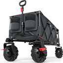 Timber Ridge 51.2" Extended Collapsible Wagon - Heavy-Duty Utility Cart with All-Terrain Wheels, Brakes & Cargo Net, 400L Capacity for Camping, Sports & Shopping, Grey (Gray)
