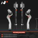 A-Premium Set of 4, Front Inner & Outer Tie Rod End Kit, Compatible with Mercedes-Benz C230 2008-2009, C250 2010-2015, C300 2008-2011, C350 2008-2015, E350 2010-2014, E400, E550