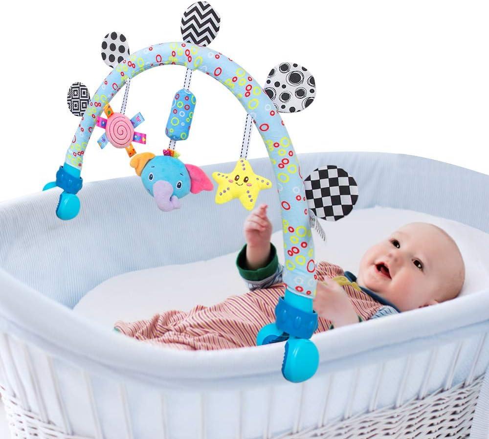 Caterbee Travel Arch Bassinet Mobile Toys for Infant & Toddlers,Clip on Stroller Toy Crib Accessory & Pram Activity Bar Toy for Indoor and Outdoor (Elephant) (Gary)