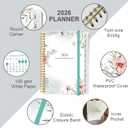 2 x 2026 Planner - Weekly Monthly Planner 2026 from January 2026 to December 2026, Planner 2026 with 12 Monthly Tabs, Inner Pocket, 6.4" x 8.5", Pink Floral