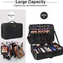 Relavel Makeup Case Large Makeup Bag Professional Train Case 16.5 inches Travel Cosmetic Organizer Brush Holder Waterproof Makeup Artist Storage Box, 3 Layer Large Capacity, with Adjustable Strap
