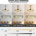 FRIXCHUR 42 Modern Crystal Chandelier Ceiling Fan LED Dimmable Fandelier Ceiling Fans with Lights and Remote, 6-Speed Reversible DIY Fans Light for Living Room Bedroom (Gold)