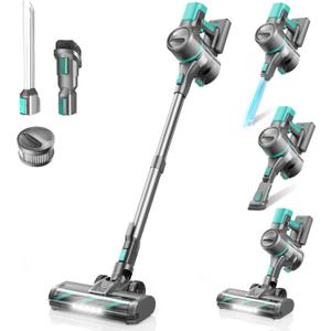 DEVOAC Cordless Vacuum Cleaner, 45Kpa 50mins Lightweight Stick Vacuum with Powerful Suction for Home, Rechargeable, Self-Standing, Handheld Vacuum Cleaners for Hardwood Floors, Carpets, Pet Hair (Green)