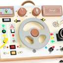 Joyreal Toddler Busy Board with LED Lights, Steering Wheel, Sounds, Montessori Toys for 1+ Year Old,