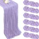 6 Pack Lilac Purple Table Runner 10ft Boho Gauze Fabric Cheesecloth Table Runner 35 x 120 Inch Rustic Sheer Runner for Holiday Baby Shower Home Dcor Party Wedding Decoration