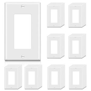 BESTTEN 40 Pack 1-Gang Switch Plates, Electrical Outlet Receptacle Covers, Unbreakable Polycarbonate Light Switch Cover, Standard Size 2.76” x 4.5”, UL Listed, Contractor Pack, White