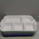 Pinkunn 8 Pcs 13'' Large Divided Plates Unbreakable Wheat Straw Dinnerware Lunch Trays Lightweight Reusable Plastic Compartment Microwave Dishwasher Safe Separator Plates(Classic)