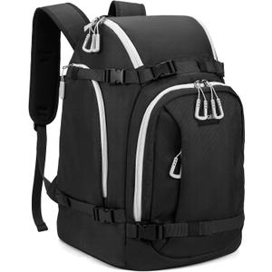 Ski Boot Bag, 50L Ski Boot Travel Backpack for Skis, Snowboard & Accessories, Waterproof Padded Ski Boot Bag Backpack (Black)