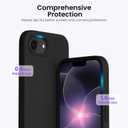 ORNARTO Compatible with iPhone 17e Case and for iPhone 16e Case 6.1", Liquid Silicone 3 Layers Full Covered Soft Gel Rubber Shockproof Cover, Protective Phone Cases for 16e & 17e-Black
