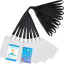 YOUOWO Lanyards with Vertical ID Badges Holder 8 Pack Black Neck Lanyard for Keys Office ID Card Holder