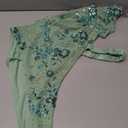 Cjfdfy Women's Y2k Sparkly Sequin Beaded Halter Tops Sexy Cowl Neck Low Cut Backless Embellished Tops Concert Party Outfits (Green, M)