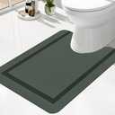 chakme Bathroom Mat Rugs U-Shaped 24x17, Ultra Thin Magic Mat Bath Rug Non Slip Bath Rugs Quick Dry Absorbent Bath Mats for Bathroom Floor, (Dark Green, U-24"x17")
